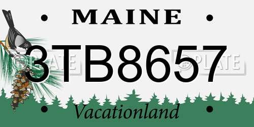 3TB8657 Maine License Plate