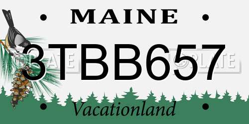 3TBB657 Maine License Plate
