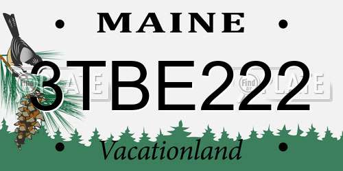 3TBE222 Maine License Plate