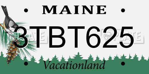 3TBT625 Maine License Plate