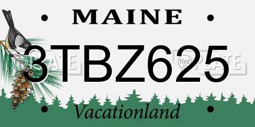 3TBZ625 Maine License Plate
