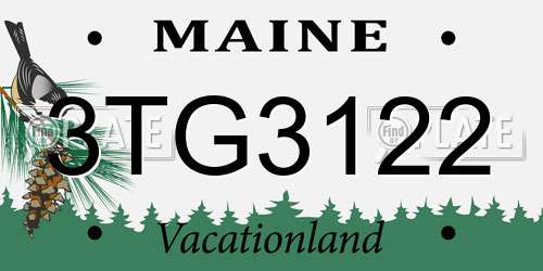 3TG3122 Maine License Plate