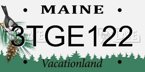 3TGE122 Maine License Plate
