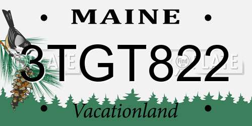 3TGT822 Maine License Plate