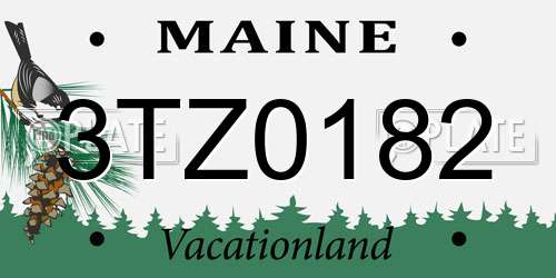 3TZ0182 Maine License Plate
