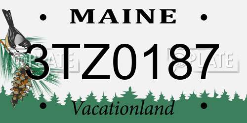 3TZ0187 Maine License Plate