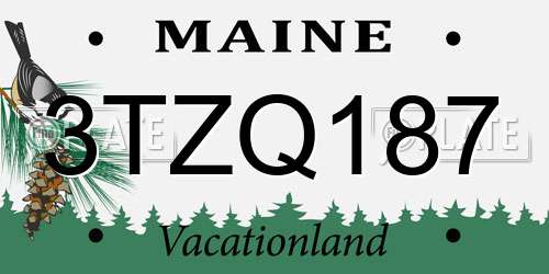 3TZQ187 Maine License Plate