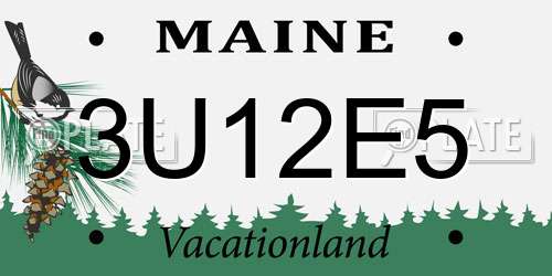 3U12E5 Maine License Plate