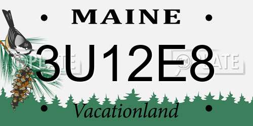 3U12E8 Maine License Plate