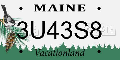 3U43S8 Maine License Plate