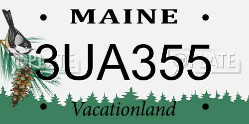 3UA355 Maine License Plate