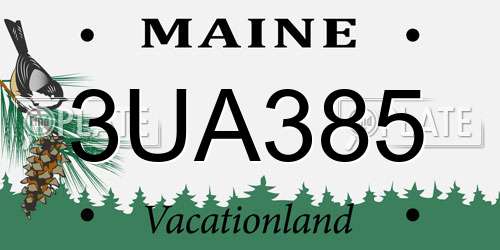 3UA385 Maine License Plate