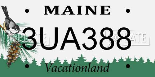 3UA388 Maine License Plate