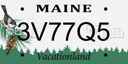 3V77Q5 Maine License Plate