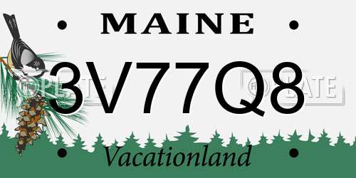 3V77Q8 Maine License Plate