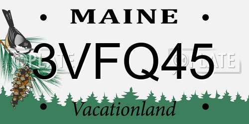 3VFQ45 Maine License Plate