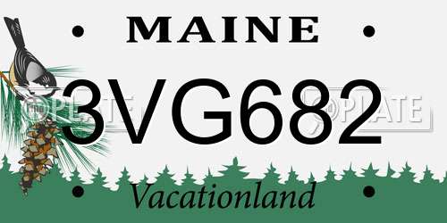 3VG682 Maine License Plate