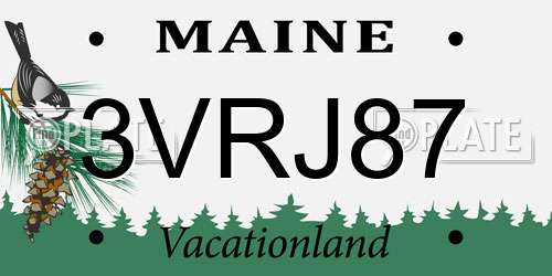 3VRJ87 Maine License Plate