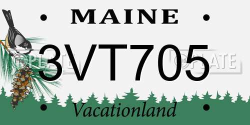 3VT705 Maine License Plate