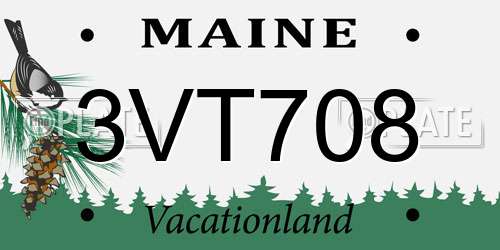 3VT708 Maine License Plate
