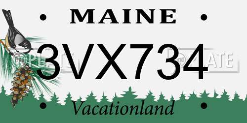 3VX734 Maine License Plate