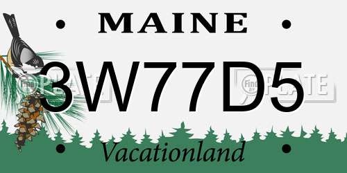 3W77D5 Maine License Plate