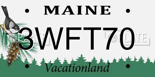 3WFT70 Maine License Plate