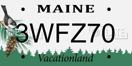 3WFZ70 Maine License Plate