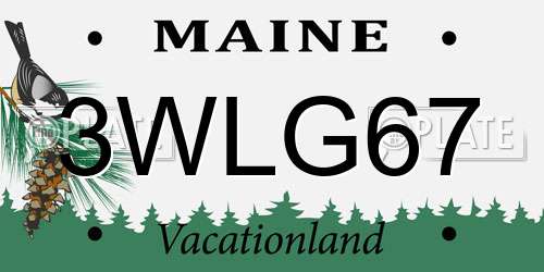 3WLG67 Maine License Plate