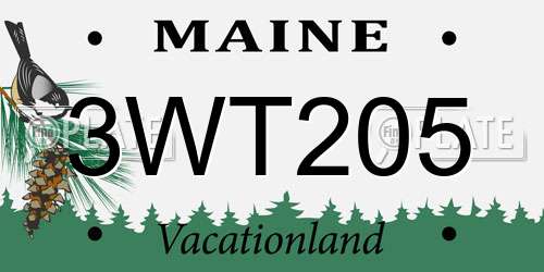 3WT205 Maine License Plate