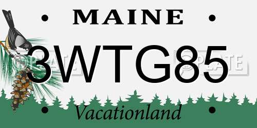 3WTG85 Maine License Plate