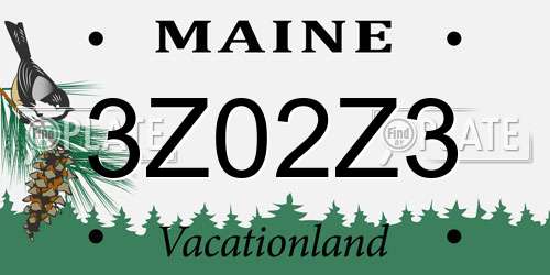 3Z02Z3 Maine License Plate