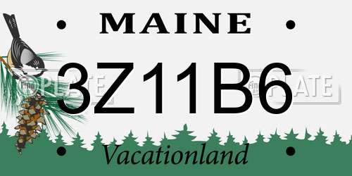 3Z11B6 Maine License Plate