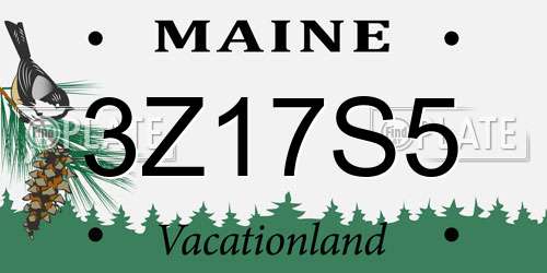 3Z17S5 Maine License Plate