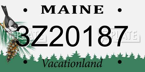 3Z20187 Maine License Plate