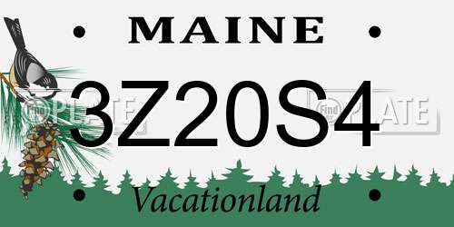 3Z20S4 Maine License Plate