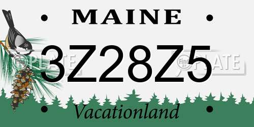 3Z28Z5 Maine License Plate