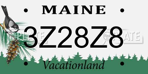 3Z28Z8 Maine License Plate