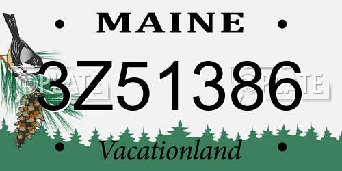 3Z51386 Maine License Plate