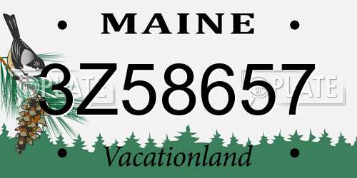 3Z58657 Maine License Plate