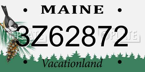 3Z62872 Maine License Plate