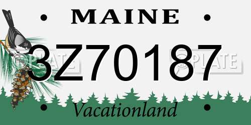 3Z70187 Maine License Plate