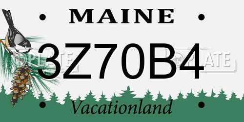 3Z70B4 Maine License Plate