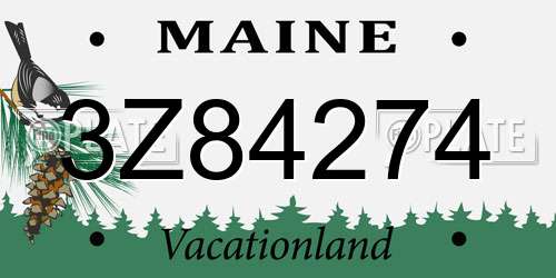 3Z84274 Maine License Plate