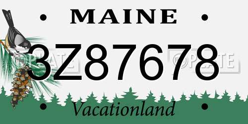 3Z87678 Maine License Plate