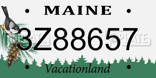 3Z88657 Maine License Plate