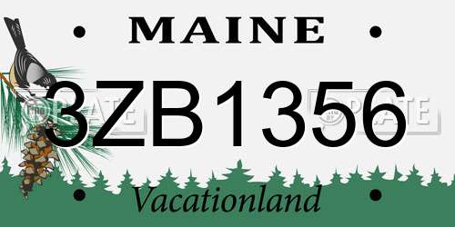 3ZB1356 Maine License Plate