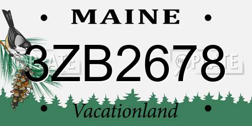 3ZB2678 Maine License Plate