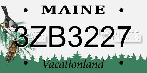 3ZB3227 Maine License Plate