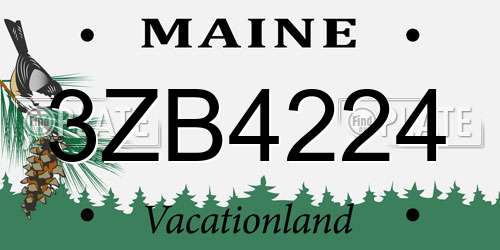 3ZB4224 Maine License Plate